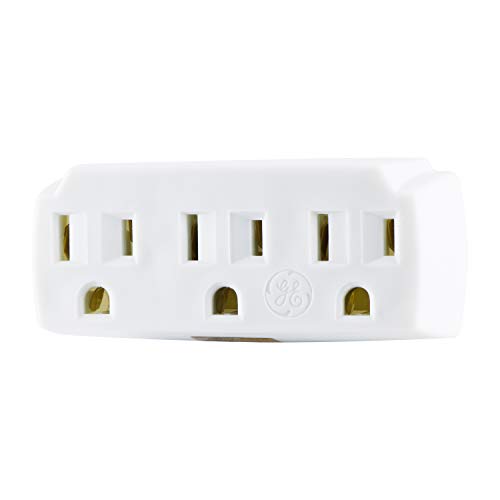 Product Cover GE 3 Outlet Adapter Wall Tap, Grounded Outlets, Indoor Rated, 3 Prong, UL Listed, White, 52203