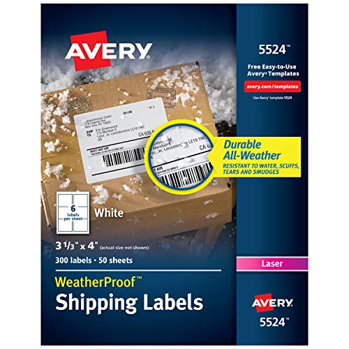 Product Cover Avery WeatherProof Mailing Labels with TrueBlock Technology for Laser Printers 3-1/3