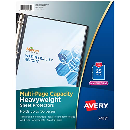 Product Cover Avery 74171 Multi-Page Top-Load Sheet Protectors, Heavy Gauge, Letter, Clear (Pack of 25)