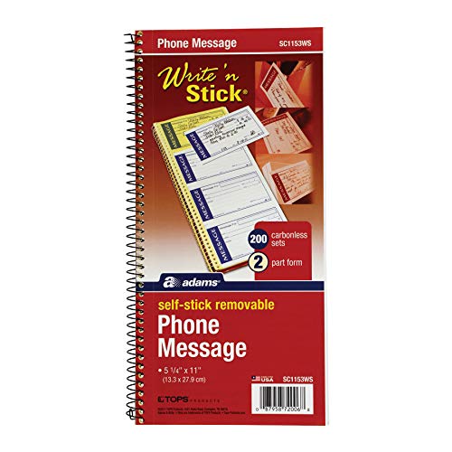 Product Cover Adams Write 'N Stick Message Pad, 2-Part, Carbonless, Blue, 5-1/4