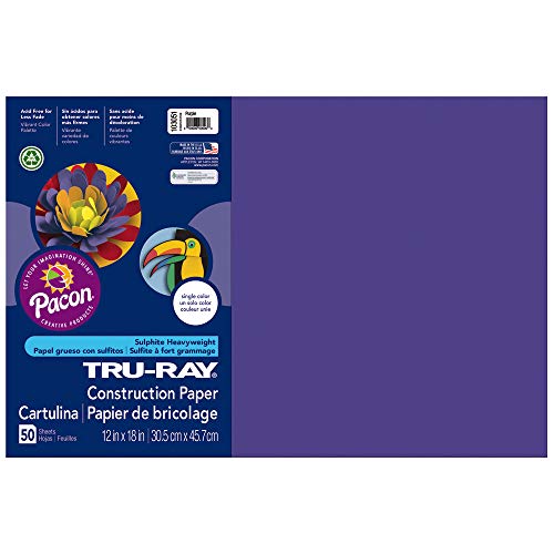 Product Cover Pacon Tru-Ray Construction Paper, 12-Inches by 18-Inches, 50-Count, Purple (103051)