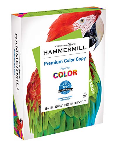 Product Cover Hammermill Paper, Premium Color Copy Paper 8.5 x 11 Paper, Letter Size, 28lb Paper, 100 Bright, 1 Ream / 500 Sheets (102467R) Acid Free Paper