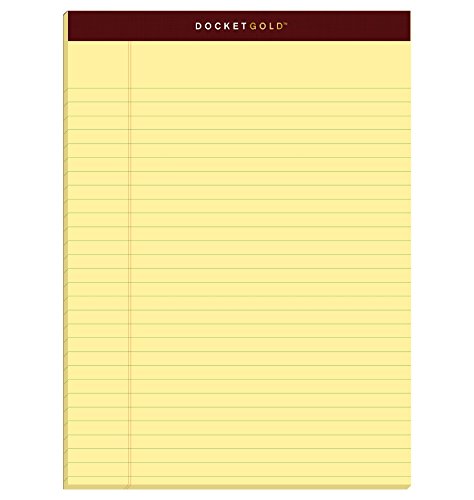 Product Cover TOPS Docket Gold Writing Tablet, 8-1/2 x 11-3/4 Inches, Perforated, Canary, Legal/Wide Rule, 50 Sheets per Pad, 6 Pads per Pack (99707)
