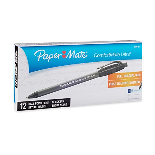 Product Cover Paper Mate Comfortmate Retractable Fine Point Ballpoint Pens, 12 Black Ink Pens (6380187)