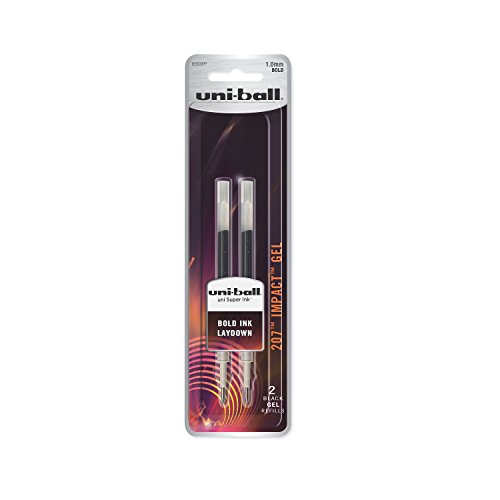 Product Cover uni-ball Gel uni-ball Impact Stick Pen Refills, Bold Point, Black Ink, Pack of 2