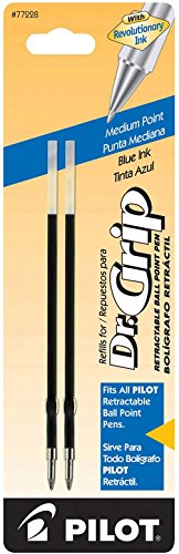 Product Cover Pilot Dr. Grip Ballpoint Ink Refill, 2-Pack for Retractable Pens, Medium Point, Blue Ink (77228) by Pilot