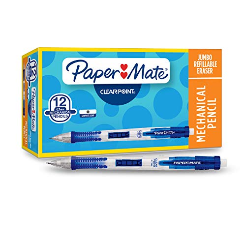 Product Cover Paper Mate Clearpoint Mechanical Pencils, 0.7mm, HB #2, Blue Barrels, Box of 12