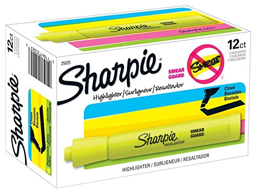 Product Cover Sharpie Tank Highlighters, Chisel Tip, Fluorescent Yellow, 12-Count