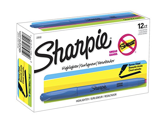 Product Cover Sharpie 27010 Accent Pocket Style Highlighter, Fluorescent Blue, 12-Pack