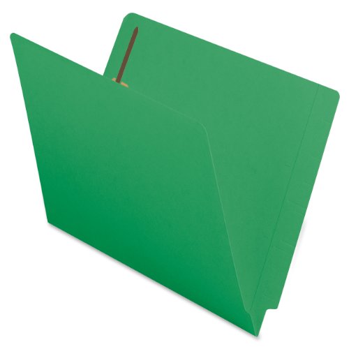 Product Cover Smead End Tab Fastener File Folder, Shelf-Master Reinforced Straight-Cut Tab, 2 Fasteners, Letter Size, Green, 50 per Box (25140)