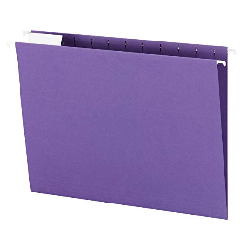 Product Cover Smead Colored Hanging File Folder with Tab, 1/5-Cut Adjustable Tab, Letter Size, Purple, 25 per Box (64072)