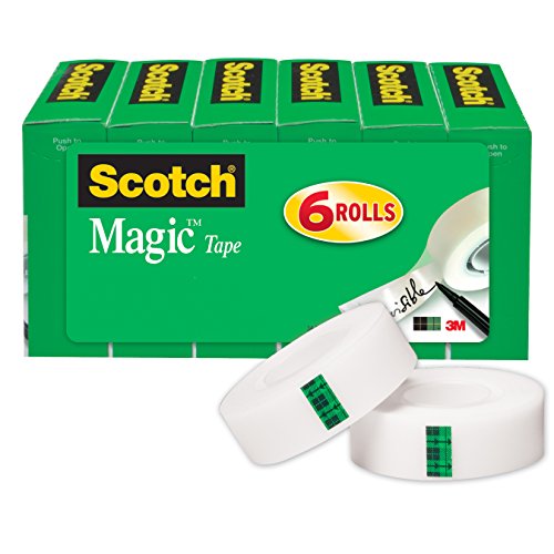Product Cover Scotch Brand Magic Tape, Numerous Applications, Cuts Cleanly, Engineered for Office and Home Use, 3/4 x 1000 Inches, Boxed, 6 Rolls (810K6)