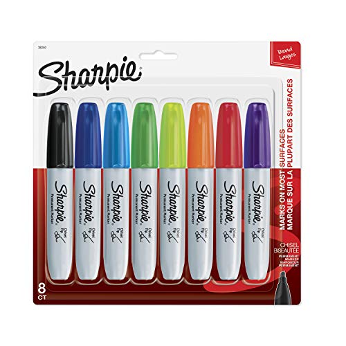 Product Cover Sharpie 38250PP Permanent Markers, Chisel Tip, Assorted Colors, 8-Count, Standard Packaging