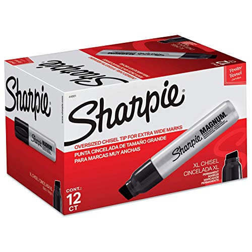 Product Cover Sharpie Magnum Permanent Markers, Chisel Tip, Black, (Pack of 12)