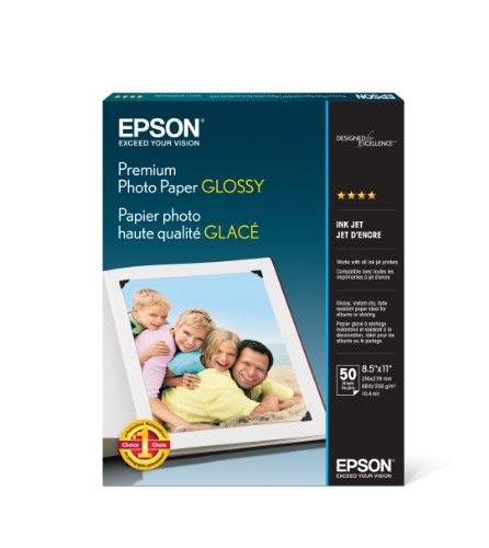 Product Cover Epson Premium Photo Paper Glossy (8.5x11 Inches, 50 Sheets) (S041667)