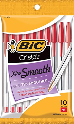Product Cover BIC Cristal Xtra Smooth Ball Pen, Medium Point (1.0 mm), Red, 10-Count