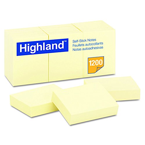 Product Cover Highland 6539YW Self-Stick Notes, 1 1/2 x 2, Yellow, 100-Sheet (Pack of 12)