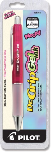 Product Cover PILOT Dr. Grip Refillable & Retractable Gel Ink Rolling Ball Pen, Fine Point, Fuchsia Barrel, Black Ink, Single Pen (36262)