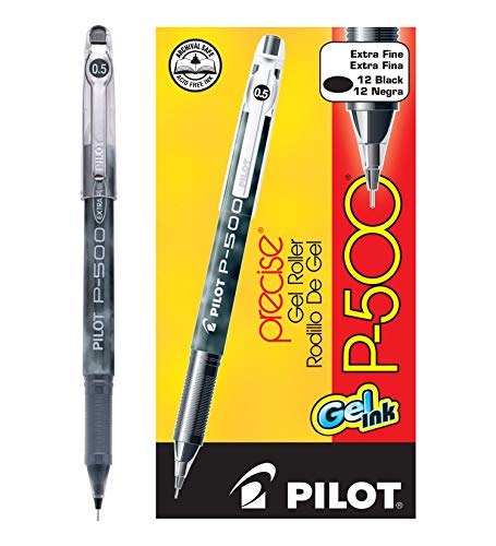 Product Cover Pilot Precise P-500 Gel Ink Rolling Ball Pens, Extra Fine Point, Black Ink, Dozen Box (38600)