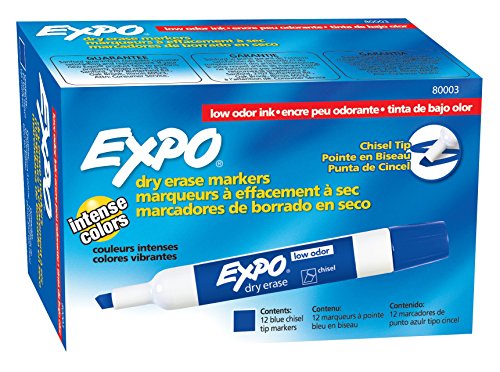 Product Cover EXPO 80003 Low-Odor Dry Erase Markers, Chisel Tip, Blue, 12-Count