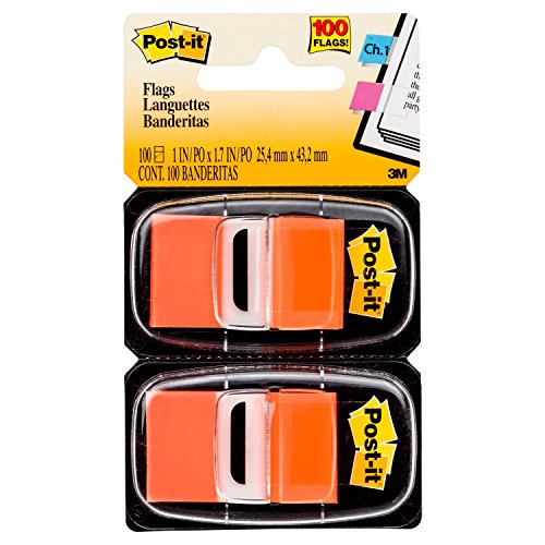 Product Cover Post-it Standard Page Flags in Dispenser  1in Wide, Orange 100 Flags, 680-OE2