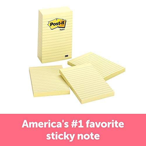 Product Cover Post-It Lined Notes - 4 inch x 6 inch, Pack of 5, Canary Yellow