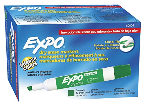Product Cover EXPO 80004 Low-Odor Dry Erase Markers, Chisel Tip, Green, 12-Count