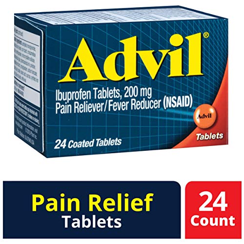 Product Cover Advil Coated Tablets Pain Reliever and Fever Reducer, Ibuprofen 200mg, 24 Count, Fast-Acting Formula for Headache Relief, Toothache Pain Relief and Arthritis Pain Relief