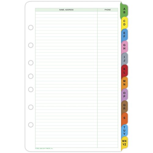 Product Cover Day-Timer Desk Size Colored Address And Phone Directory Tabs, 5.5 x 8.5 Inches (92143)