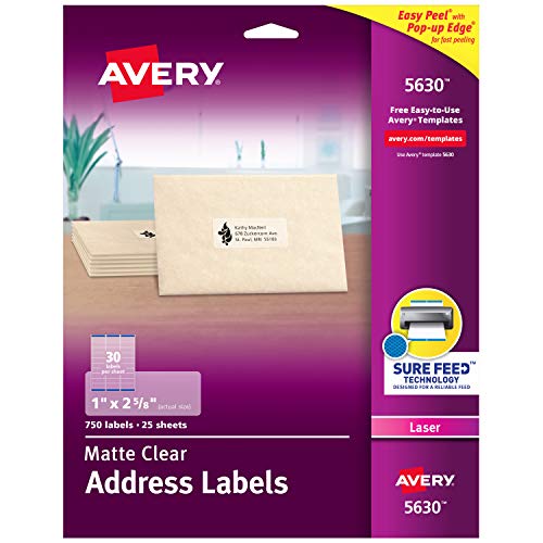 Product Cover Avery Easy Peel Clear 1 x 2 5/8 Inch Address Labels 750 Count (5630)