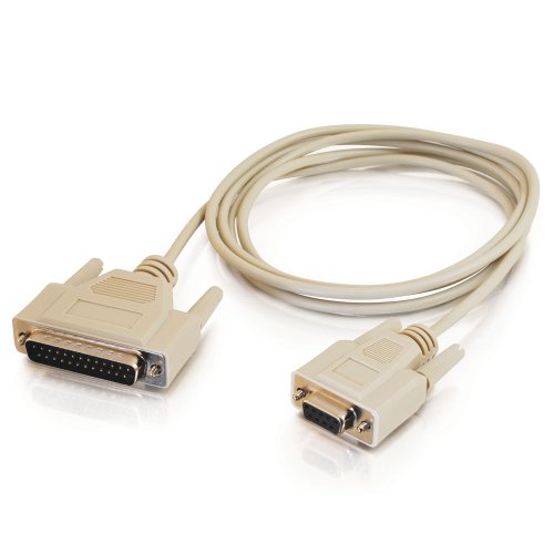 Product Cover C2G 03019 DB25 Male to DB9 Female Serial RS232 Null Modem Cable, Beige (6 Feet, 1.82 Meters)
