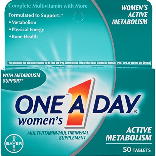 Product Cover One A Day Women's Active Metabolism Multivitamin, Supplement with Vitamins A, C, E, B2, B6, B12, Iron, Calcium and Vitamin D, 50 count