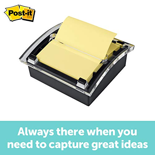 Product Cover Post-it Pop-up Note Dispenser, Black Base Clear Top, Designed to work with Post-it Pop-up Notes, Classic Design, Fits 3 in. x 3 in. Notes, (DS330-BK)