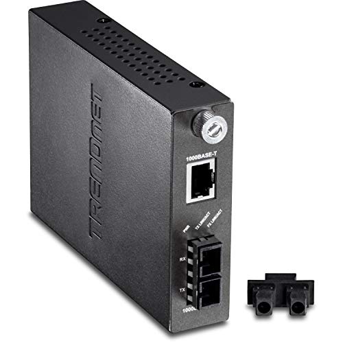 Product Cover TRENDnet Intelligent 1000 Base-T to 1000 Base-SX Multi-Mode SC Fiber Media Converter, Up to 550M (1800 ft.), Fiber to Ethernet Converter, 2 Gbps Switching Capacity, Lifetime Protection, TFC-1000MSC