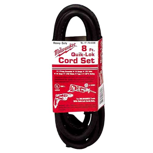 Product Cover Milwaukee 48-76-4008 Quik-Lok 8-Foot 3 Wire Grounded Cord