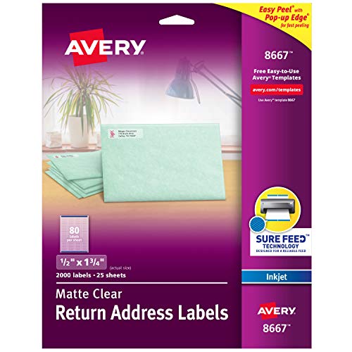 Product Cover Avery Matte Frosted Clear Return Address Labels for Inkjet Printers, 1/2