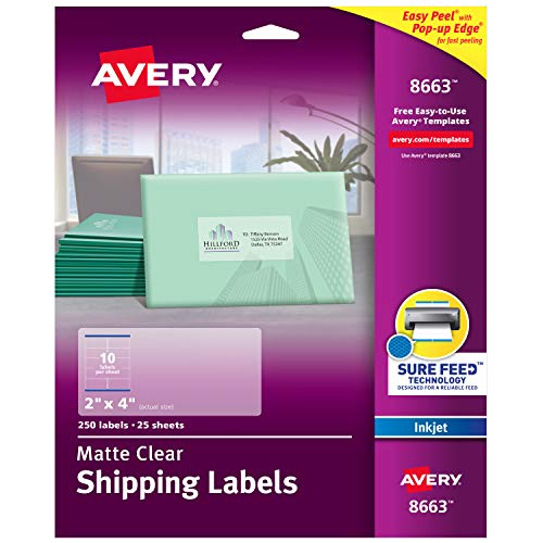 Product Cover Avery Matte Frosted Clear Address Labels for Inkjet Printers, 2