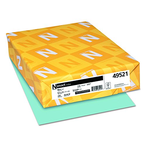 Product Cover Wausau Exact Index Cardstock, 110 lb, 8.5 x 11 Inches, Pastel Blue, 250 Sheets (49521)