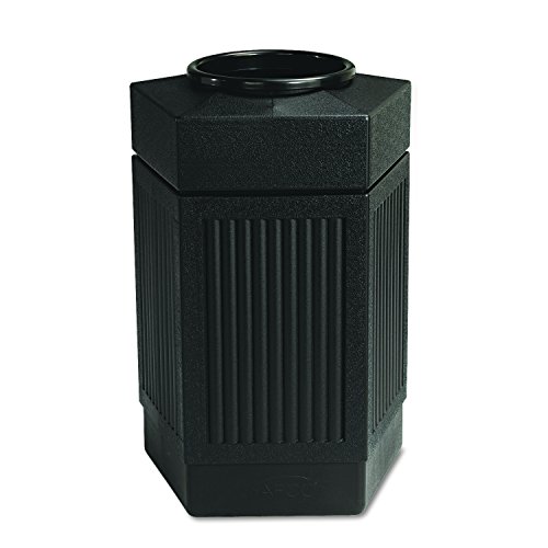 Product Cover Safco Products Canmeleon Outdoor/Indoor Open Top Pentagon Trash Can , Black, Five Fluted Panels, 30-Gallon Capacity