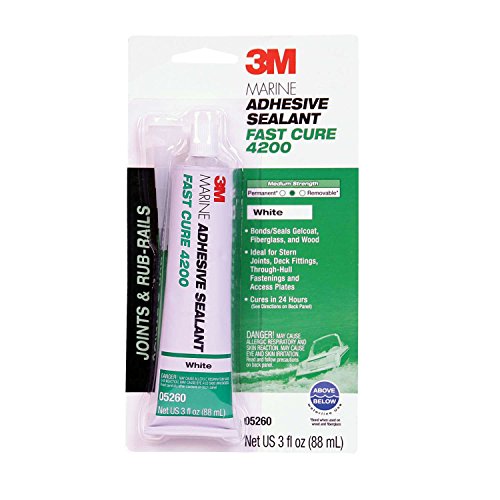 Product Cover 3M Marine Adhesive Sealant Fast Cure 4200 (05260) - Semi-Permanent Flexible Adhesive Sealant for Boats and Marine Applications - White - 3 Ounces