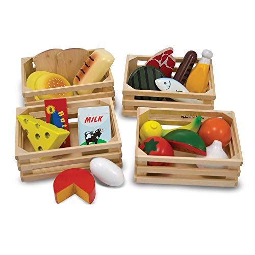 Product Cover Melissa & Doug Food Groups - Wooden Play Food, The Original (Pretend Play, 21 Hand-Painted Wooden Pieces and 4 Crates, Great Gift for Girls and Boys - Kids Toy Best for 3, 4, 5, and 6 Year Olds)
