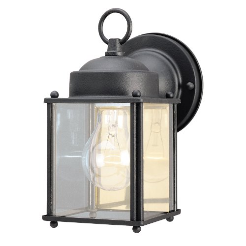 Product Cover Westinghouse Lighting 6697200 One-Light Exterior Wall Lantern, Textured Black Finish on Steel with Clear Glass Panels, 1 Pack,