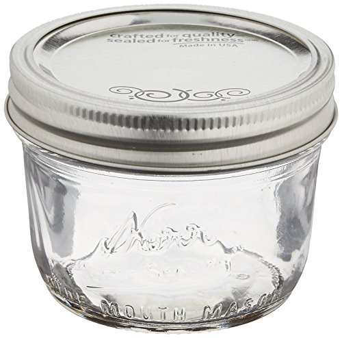 Product Cover Jarden Kerr Wide Mouth Half-Pint Glass Mason Jars 8-Ounces with Lids and Bands 12-Count per Case (1-Case)