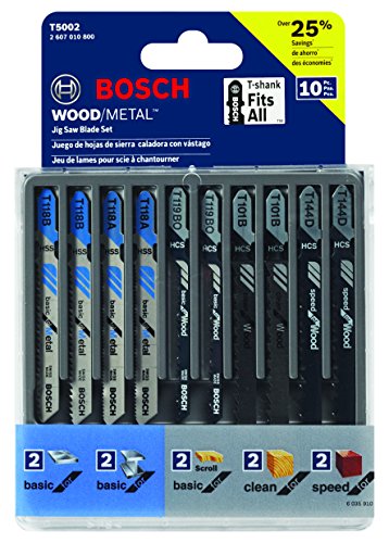 Product Cover Bosch 10-Piece Assorted T-Shank Jig Saw Blade Set T5002