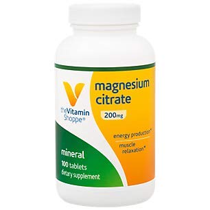 Product Cover Magnesium Citrate 200mg Tablets, Magnesium Supplement as Citrate for Muscle Relaxation - Supports Nerve, Heart and Muscle Function - Boosts Energy Production (100 Tablets) by The Vitamin Shoppe