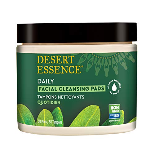 Product Cover Desert Essence Natural Tea Tree Oil Facial Cleansing Pads - 50 Count - Face Cleanser - Soothes & Calms Skin - Makeup Remover Pads - Removes Oil & Dirt - Great for Travel - Essential Oils