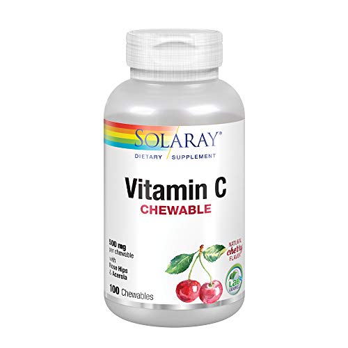 Product Cover Solaray Vitamin C 500 mg Chewable | Natural Cherry Flavor | Healthy Immune Function & Collagen Synthesis Support | 100ct