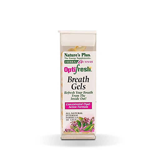Product Cover NaturesPlus Herbal Actives Optifresh Breath Gels - 50 Softgels - Maximum Potency Natural Bad Breath Remedy, Herbal Halitosis Relief - with Peppermint - Gluten-Free - 25 Servings
