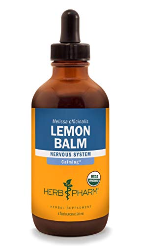 Product Cover Herb Pharm Certified Organic Lemon Balm Liquid Extract for Calming Nervous System Support, Organic Cane Alcohol, 4 Ounce