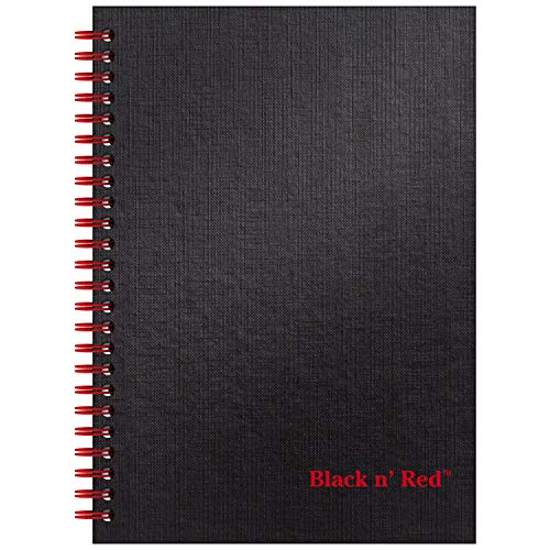Product Cover Black n' Red Hardcover Notebook,Twin Spiral Wirebound, Medium, Black/Red, 70 Ruled Sheets, Pack of 1 (L67000)